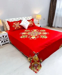 Reactive Twill Panel Double Bed Sheet-1684-778