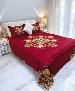 Reactive Twill Panel Double Bed Sheet-1684-779