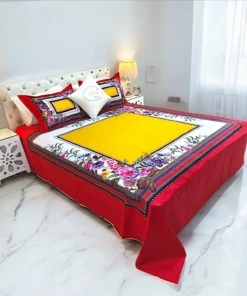 Reactive Twill Panel Double Bed Sheet-1684-780