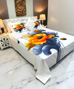 Reactive Twill Panel Double Bed Sheet-1684-782