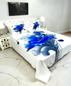 Reactive Twill Panel Double Bed Sheet-1684-783